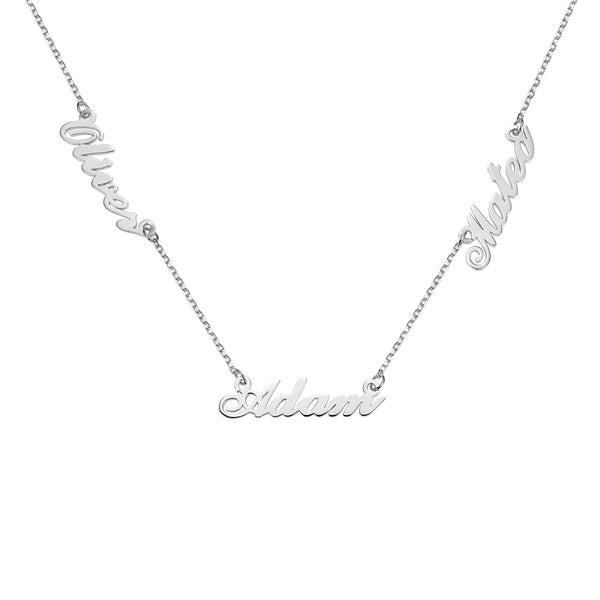 Collana personalizzata Tres-Names in argento sterling 