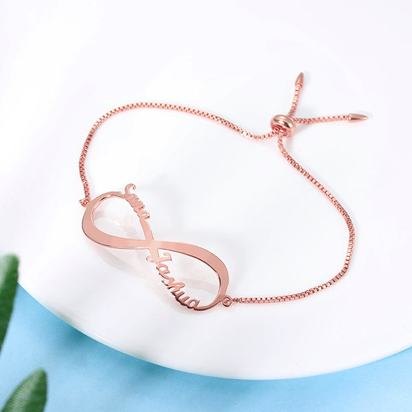 Engraved Infinity Bracelet in Rose Gold