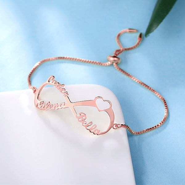 Bracciale Infinity inciso in oro rosa