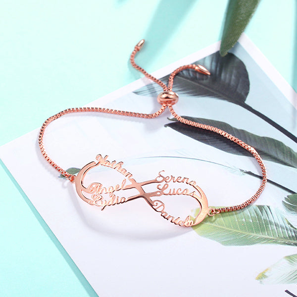 Engraved Infinity Bracelet in Rose Gold