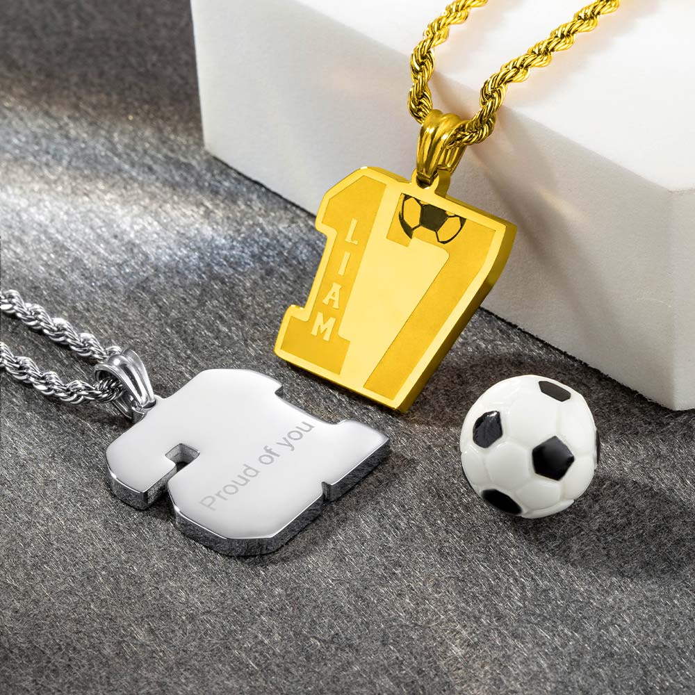 Collana personalizzata con numero di calcio e nome 