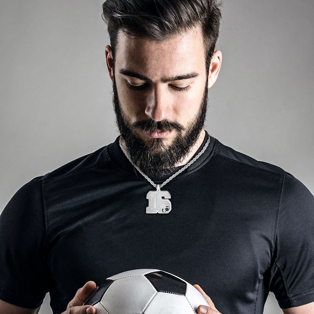 Collana personalizzata con numero di calcio e nome 