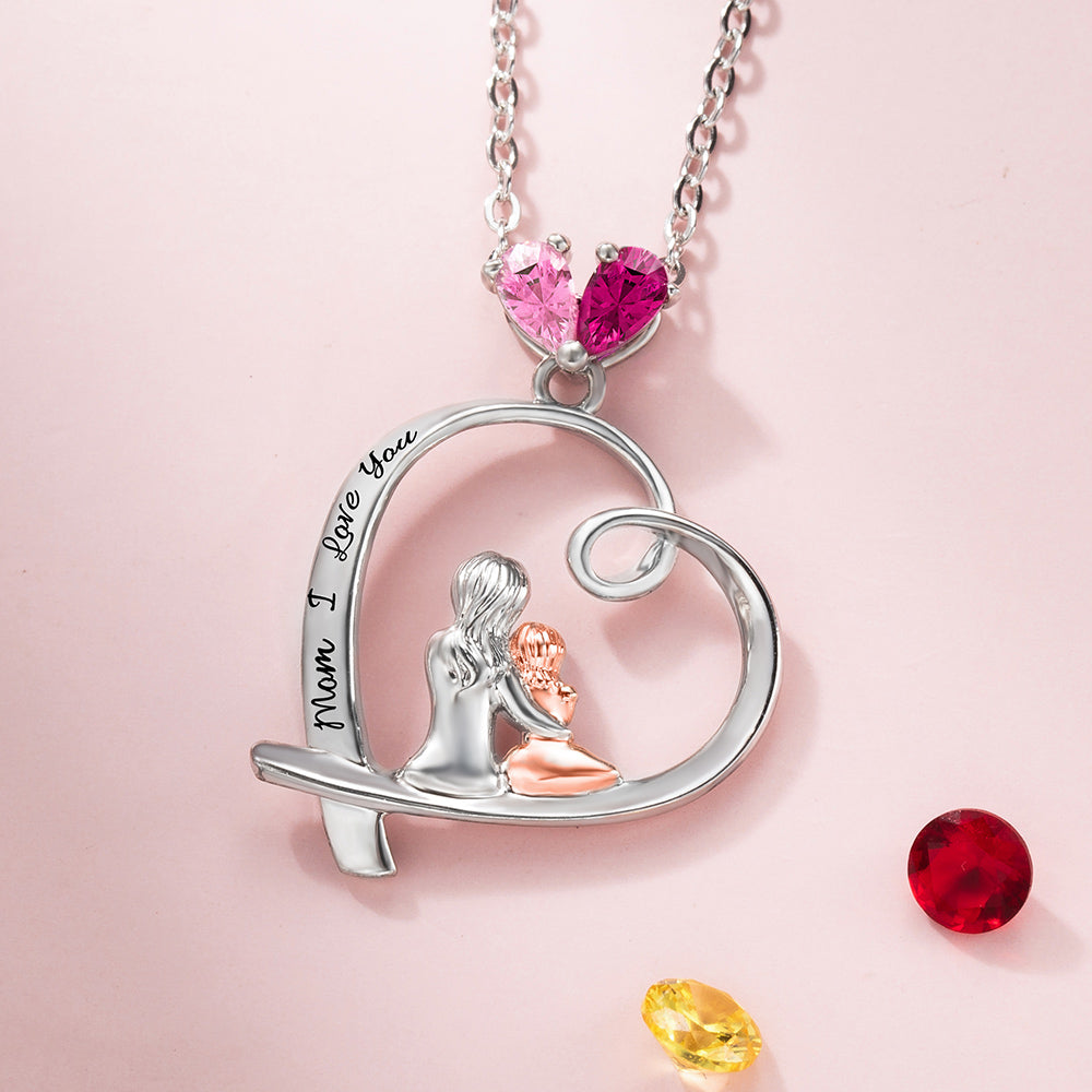 Collana personalizzata con pietra portafortuna a forma di cuore in argento sterling 925