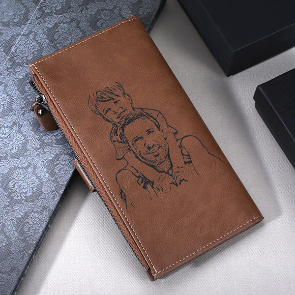 Personalized Cross Photo Leather Wallet for Men