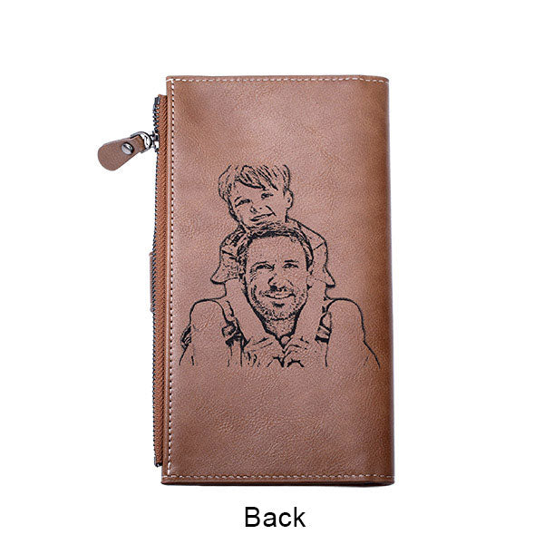 Personalized Cross Photo Leather Wallet for Men