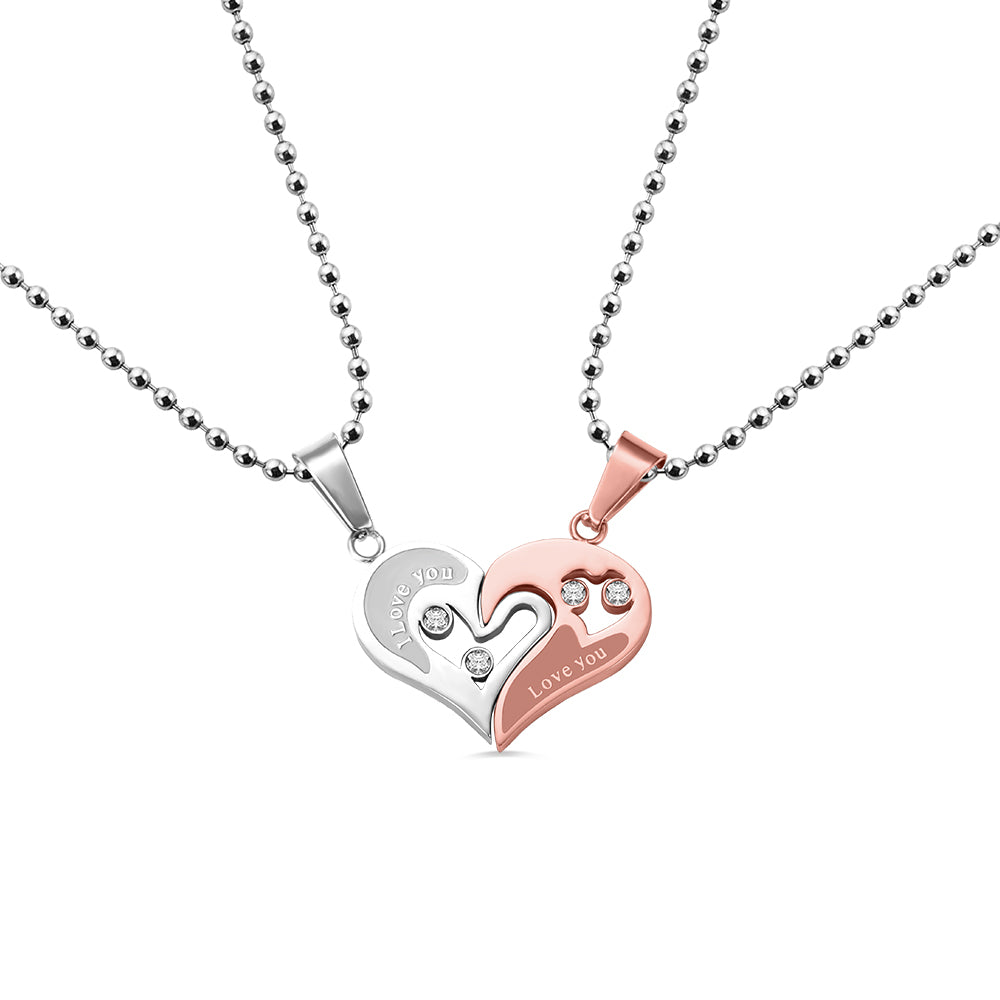 Custom-built Shareable Couple's Heart Necklace