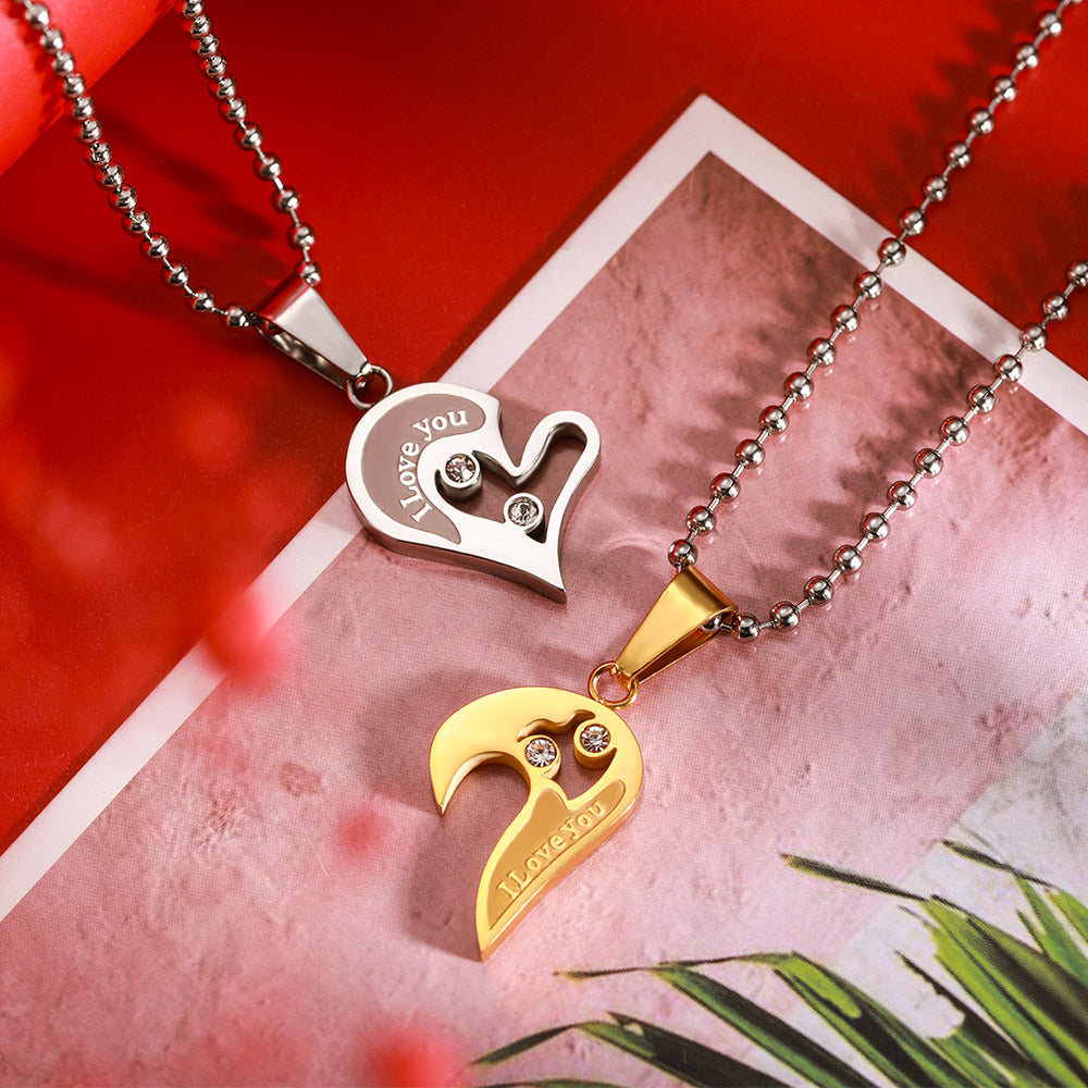 Custom-built Shareable Couple's Heart Necklace