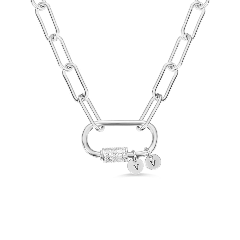 Customized Screw Clasp Paperclip Chain Necklace