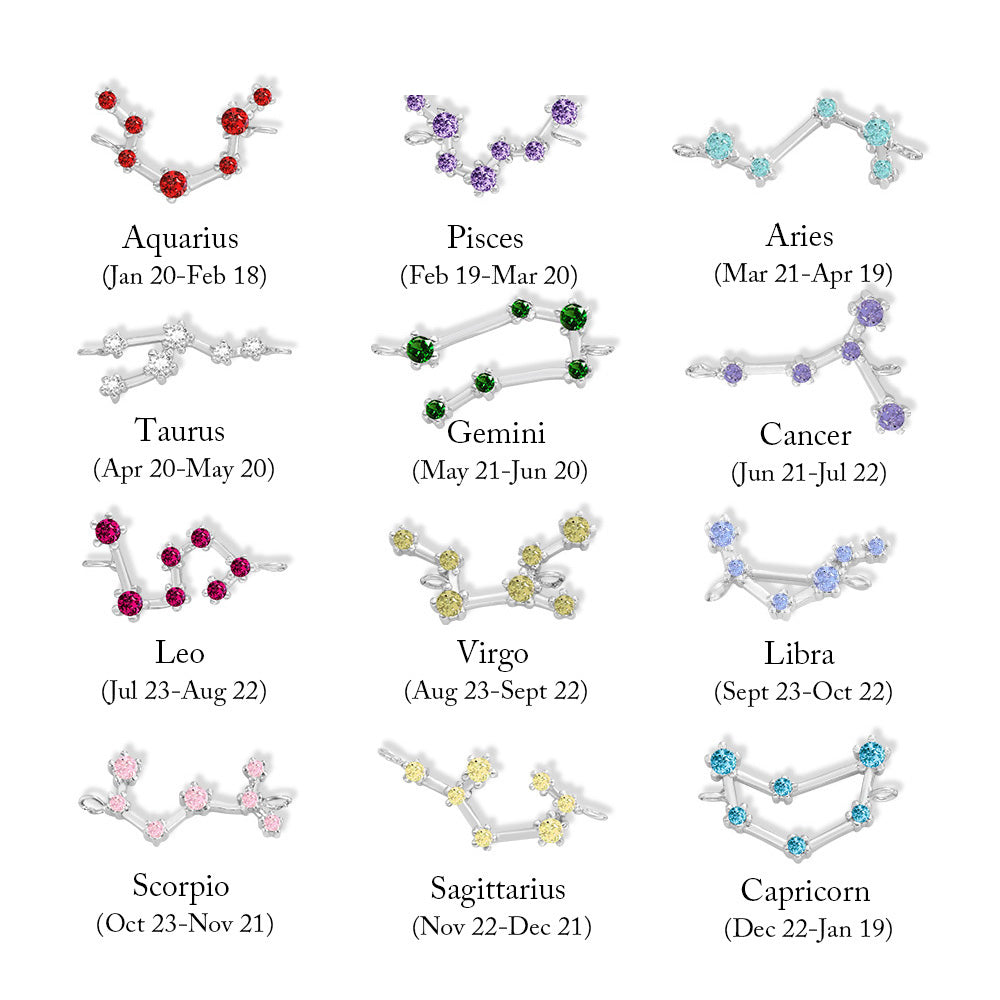 Collana personalizzata con segno zodiacale laterale e pietra portafortuna - Stile stella 