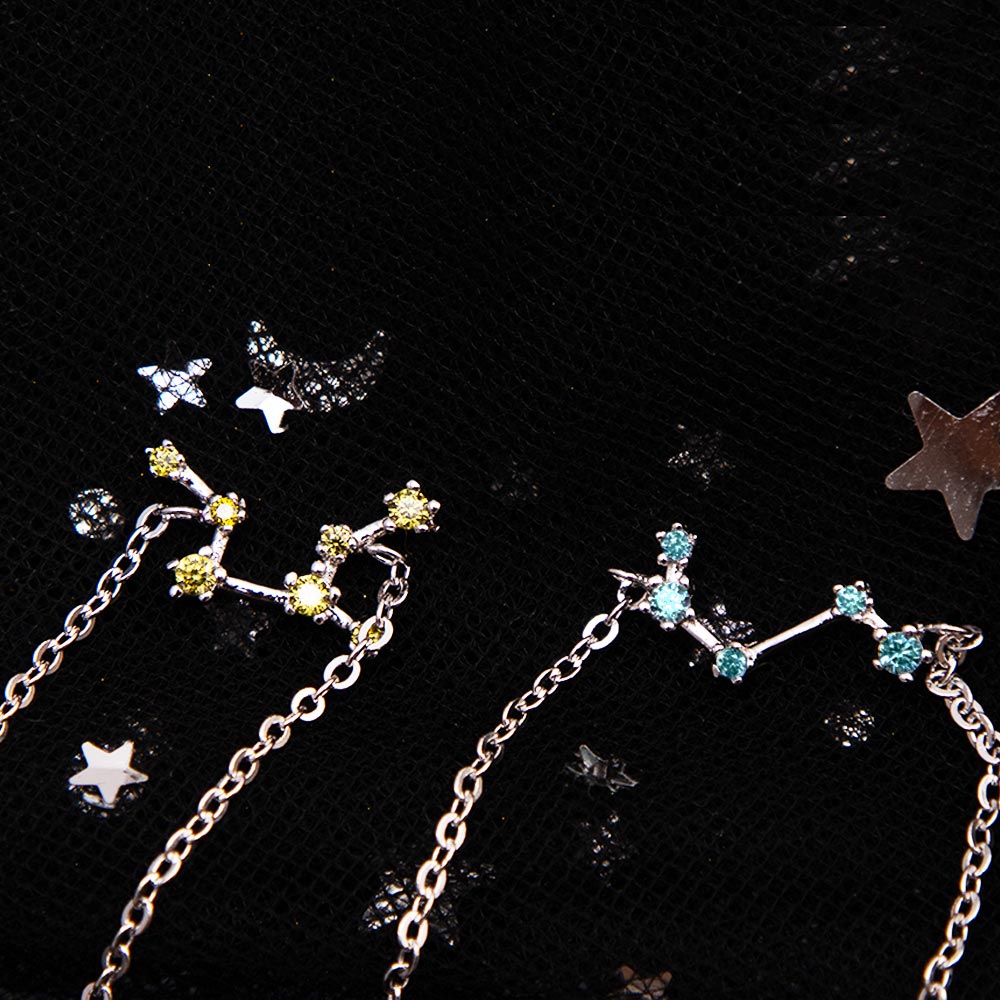 Collana personalizzata con segno zodiacale laterale e pietra portafortuna - Stile stella 