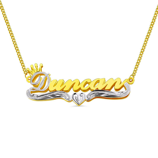 Personalized Double Plate Name Necklace in Gold