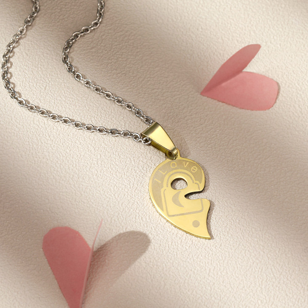 Personalized Lovers Heart Lock Necklace