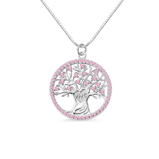 Collana personalizzata con pietra portafortuna a forma di cuore e albero, pietra portafortuna completa