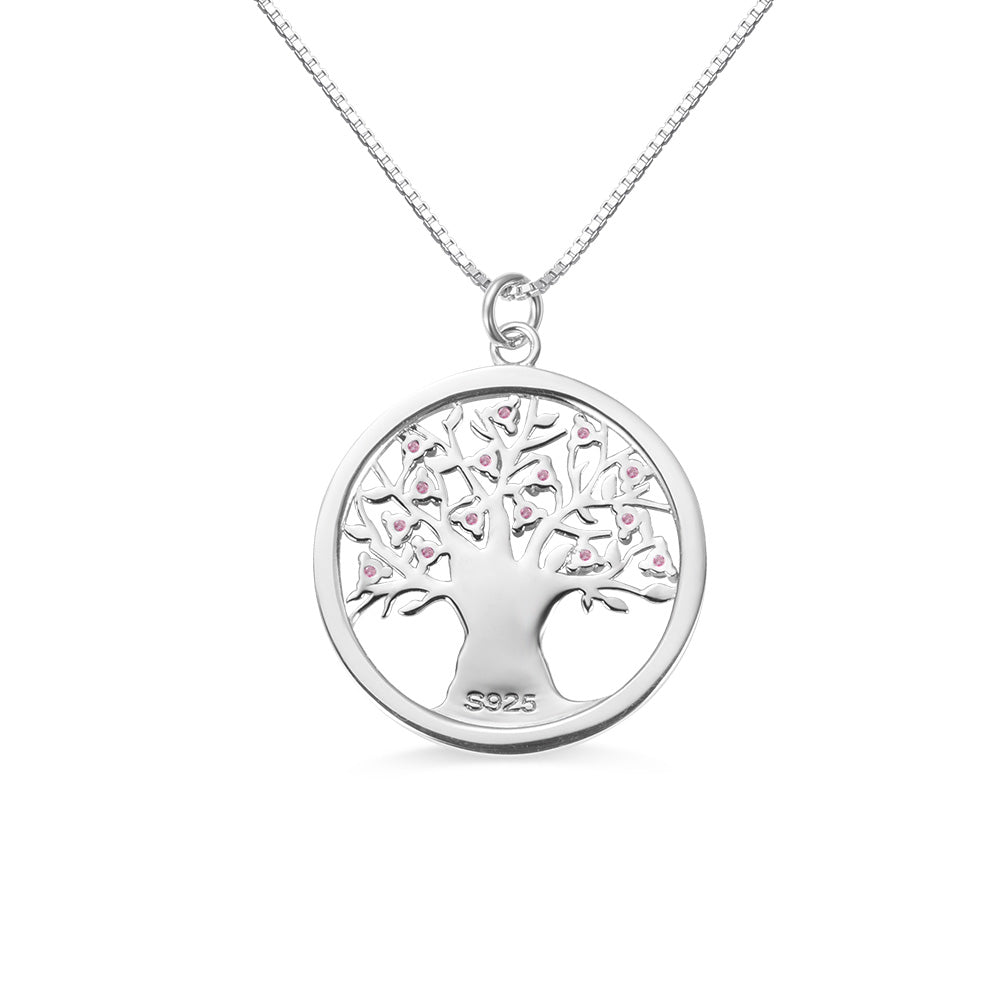 Collana personalizzata con pietra portafortuna a forma di cuore e albero, pietra portafortuna completa