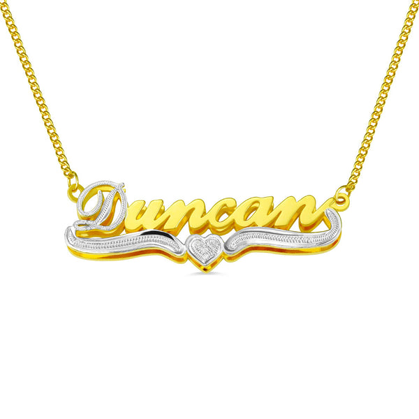 Double Plate Name Necklace in Gold