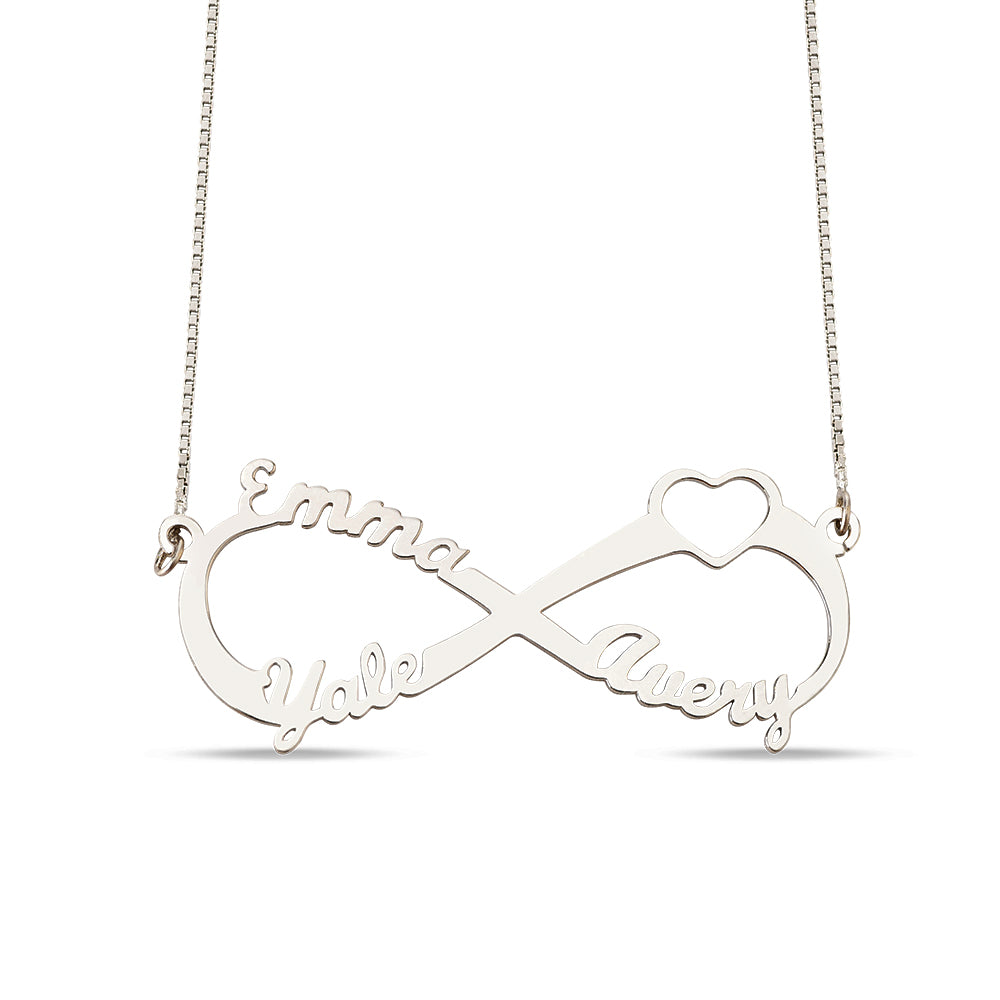 Adorable Heart Infinity 3 Names Necklace