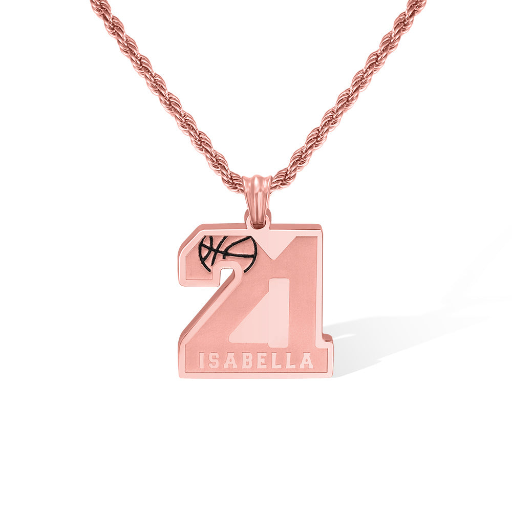 Custom Basketball Number Necklace with Name