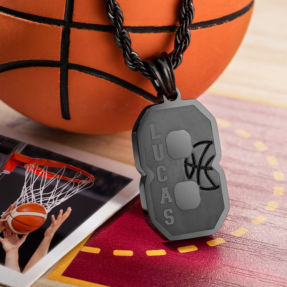 Custom Basketball Number Necklace with Name