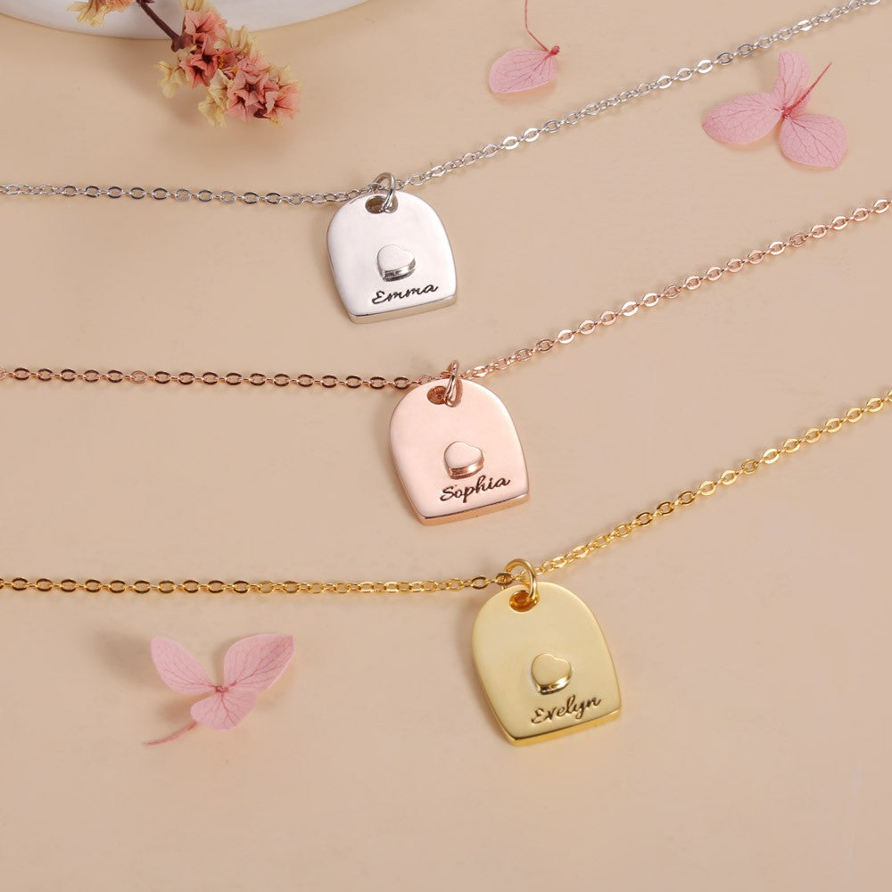 Collana con cuore abbinato con nome personalizzato per coppia, set da 2