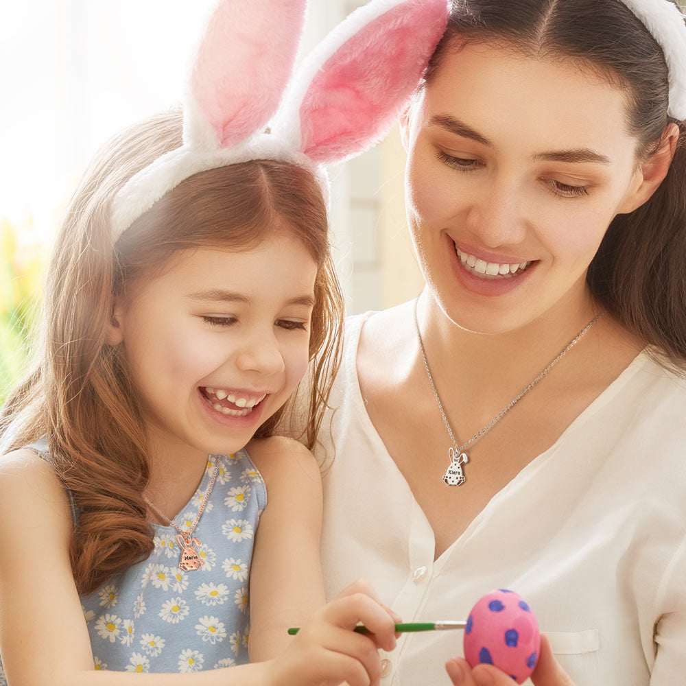 Collana personalizzata con nome dell'uovo di Pasqua in acciaio inossidabile