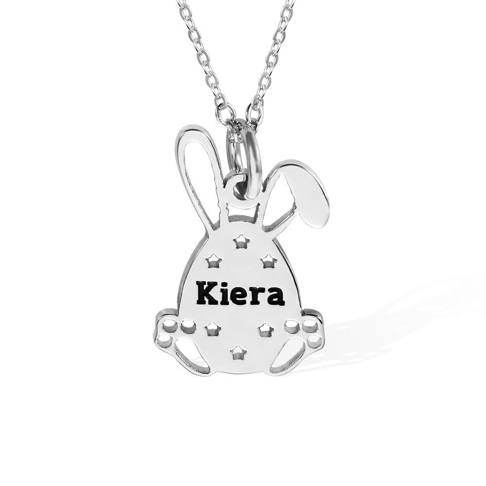 Collana personalizzata con nome dell'uovo di Pasqua in acciaio inossidabile