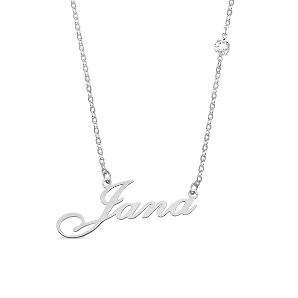 Collana con nome personalizzato con cristallo in argento sterling