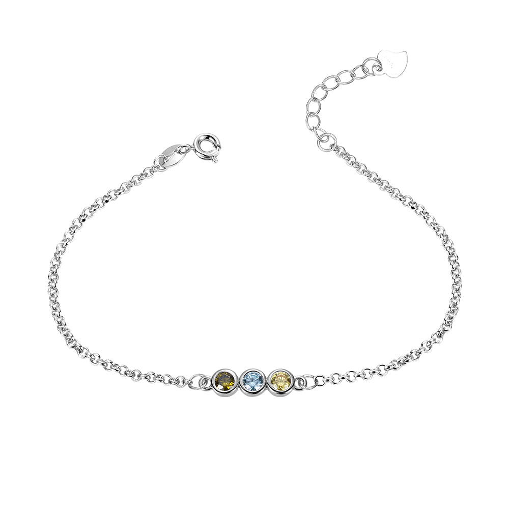 Bracciale personalizzato con pietra portafortuna in argento sterling 