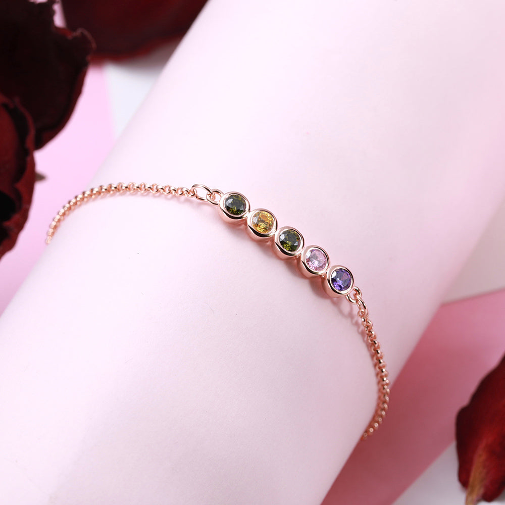 Personalized Birthstone Bracelet Sterling Silver