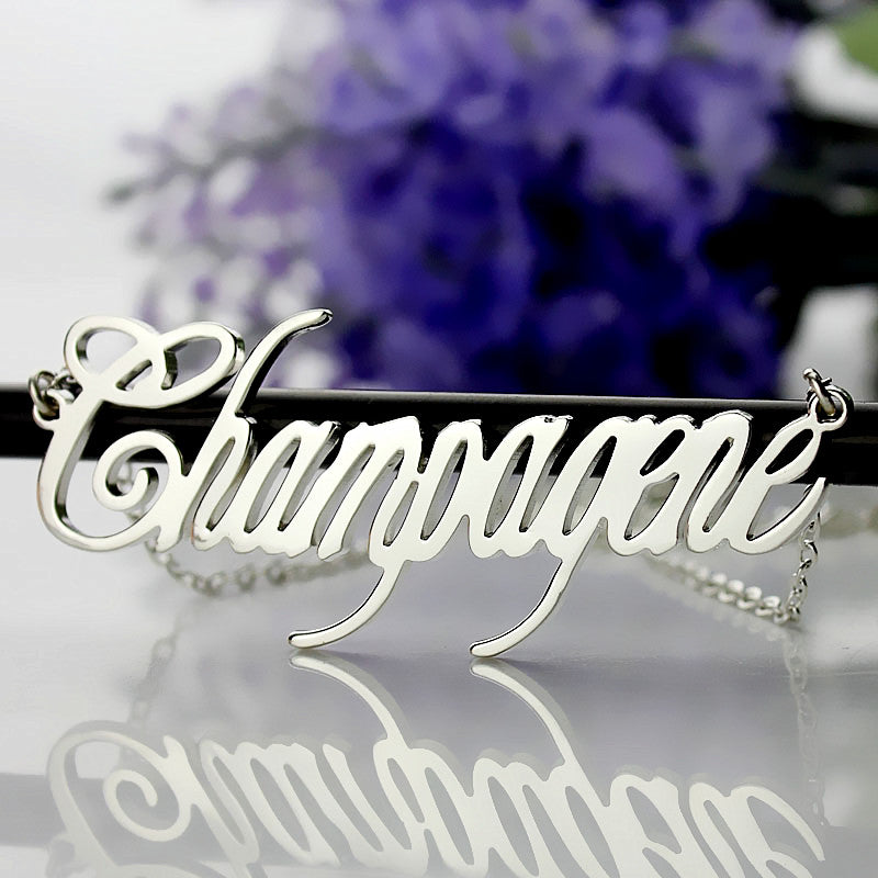 Contemporary Font Unique Name Necklace Sterling Silver