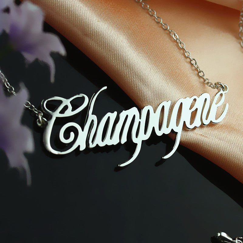 Contemporary Font Unique Name Necklace Sterling Silver