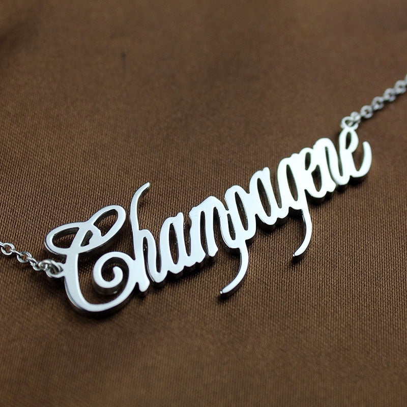 Contemporary Font Unique Name Necklace Sterling Silver