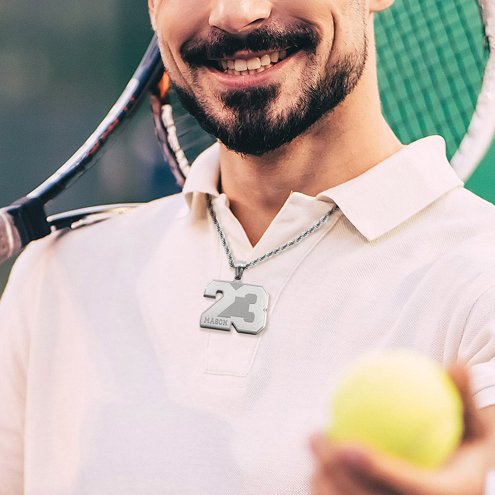 Collana con numero sportivo personalizzato in acciaio inossidabile 