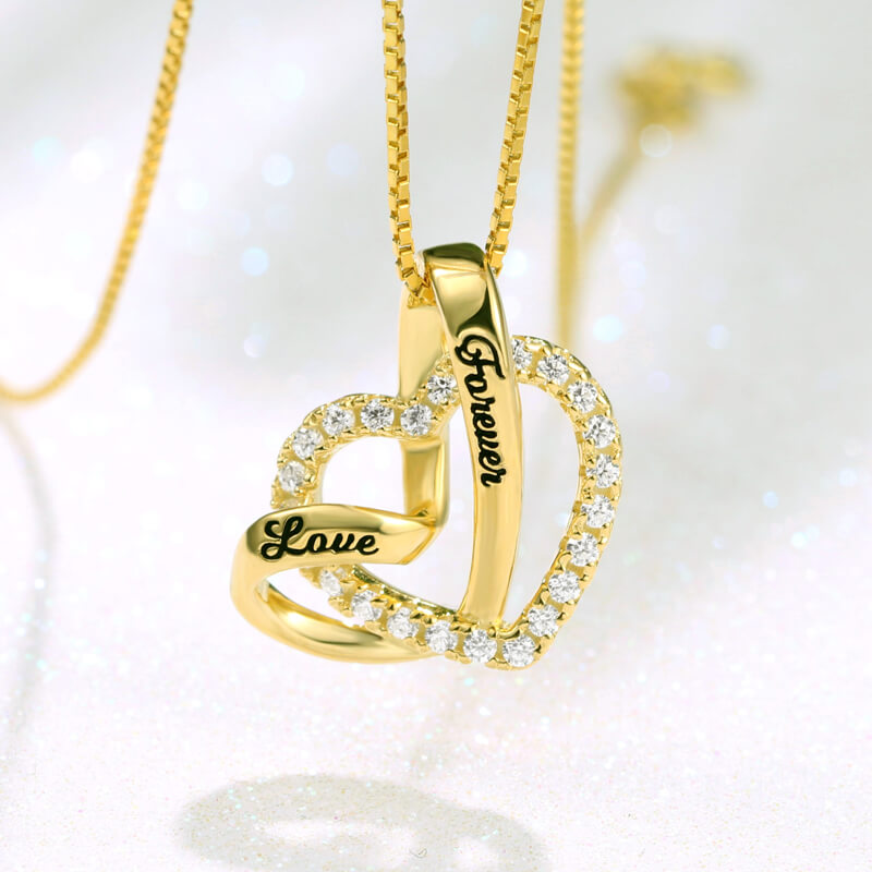 Collana "Love Forever" Cuore nel Cuore in Argento Sterling 