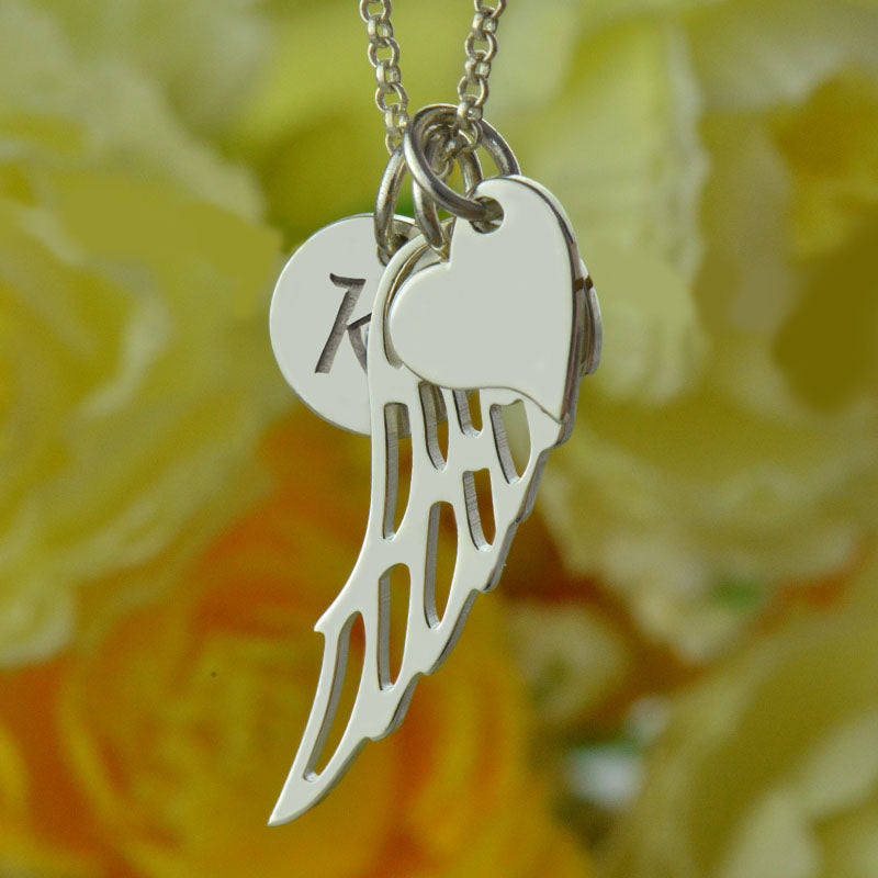 Collana personalizzata con ali d'angelo in argento sterling 