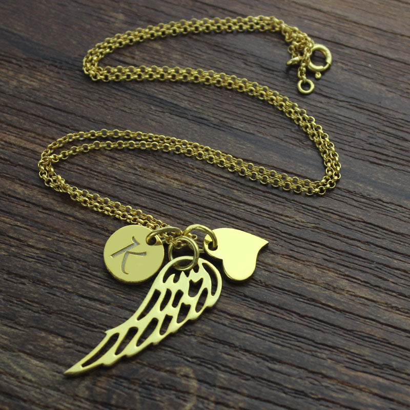 Personalized Angel Wing Necklace in Sterling Silver