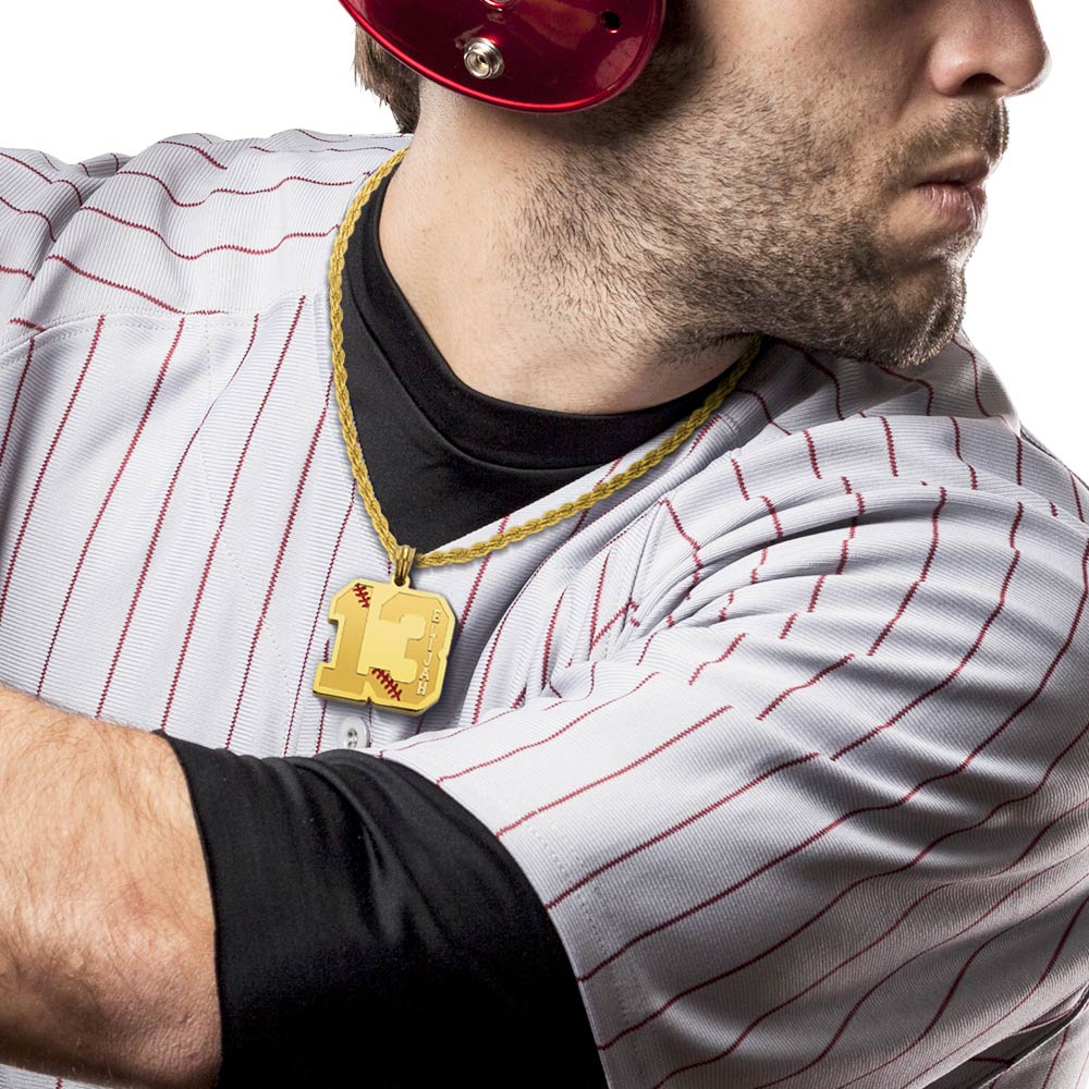 Collana personalizzata con numero sportivo da baseball e softball con nome 