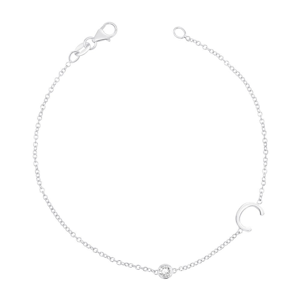 Bracciale con castone di diamanti personalizzato con iniziali, braccialetto regolabile in ottone, regalo di compleanno/Natale/matrimonio per ragazze/amiche