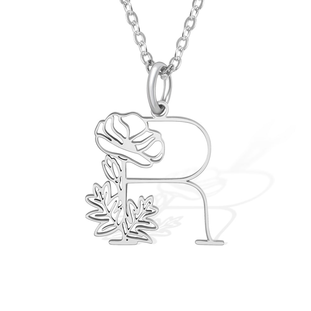 Collana con iniziale e fiore di nascita personalizzati, gioielli con fiori delicati, regalo per matrimonio/compleanno/anniversario/festa della mamma per moglie/mamma/fidanzata/figlia