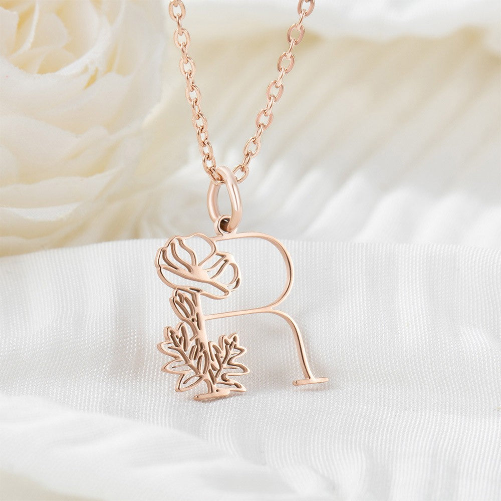 Personalized Initial & Birth Flower Necklace, Dainty Flower Jewelry, Wedding/Birthday/Anniversary/Mother's Day Gift for Wife/Mom/Girlfriend/Daughter