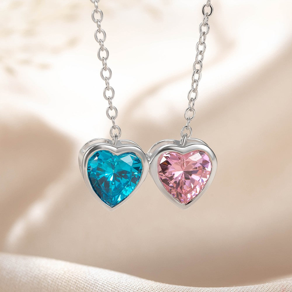 Collana personalizzata con pietra portafortuna a forma di cuore, gioielli con più pietre portafortuna a forma di cuore, collana in ottone, gioielli delicati, regali per lei