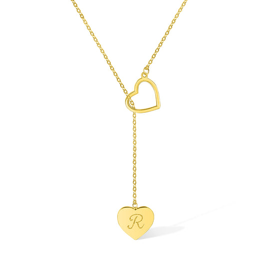 Collana con laccio a cuore con iniziale, collana Y personalizzata con ciondolo a cuore, collana a cuore personalizzata, catena con iniziale laccio, regalo per donna/lei