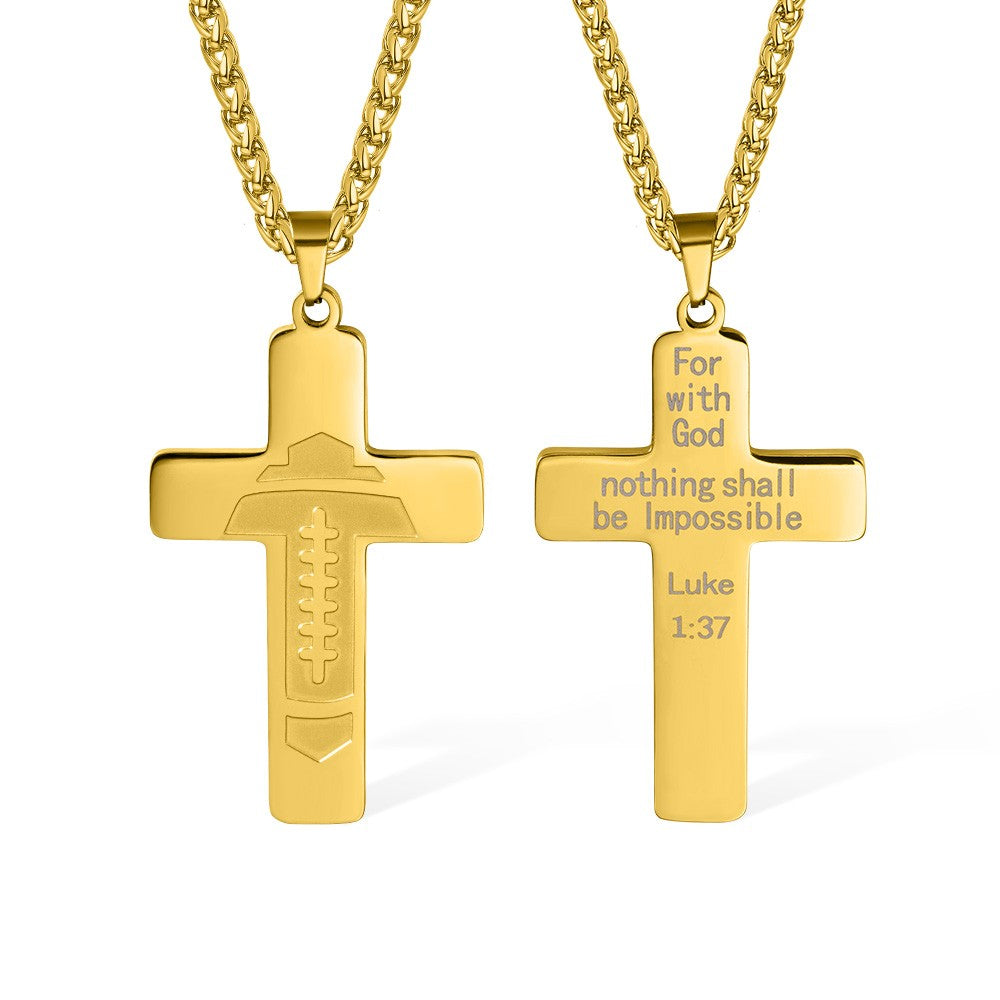 Collana con versetto della Bibbia personalizzato, collana con ciondolo a croce, collana da football/baseball per ragazzo, gioielli religiosi, regalo per battesimo/prima comunione