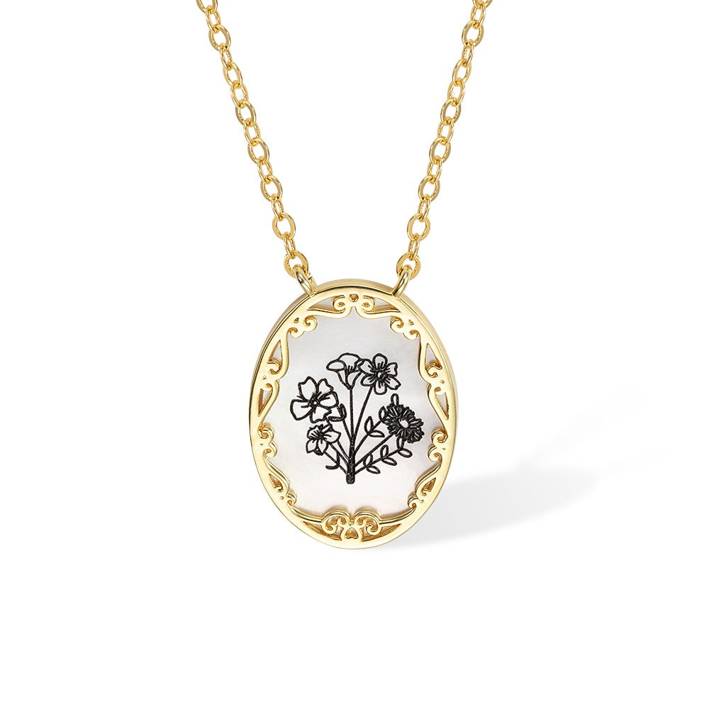 Collana con ciondolo a forma di bouquet di fiori di nascita personalizzati, collana floreale in argento sterling 925, gioielli da damigella d'onore, regalo di Natale/compleanno per famiglia/amico/amante