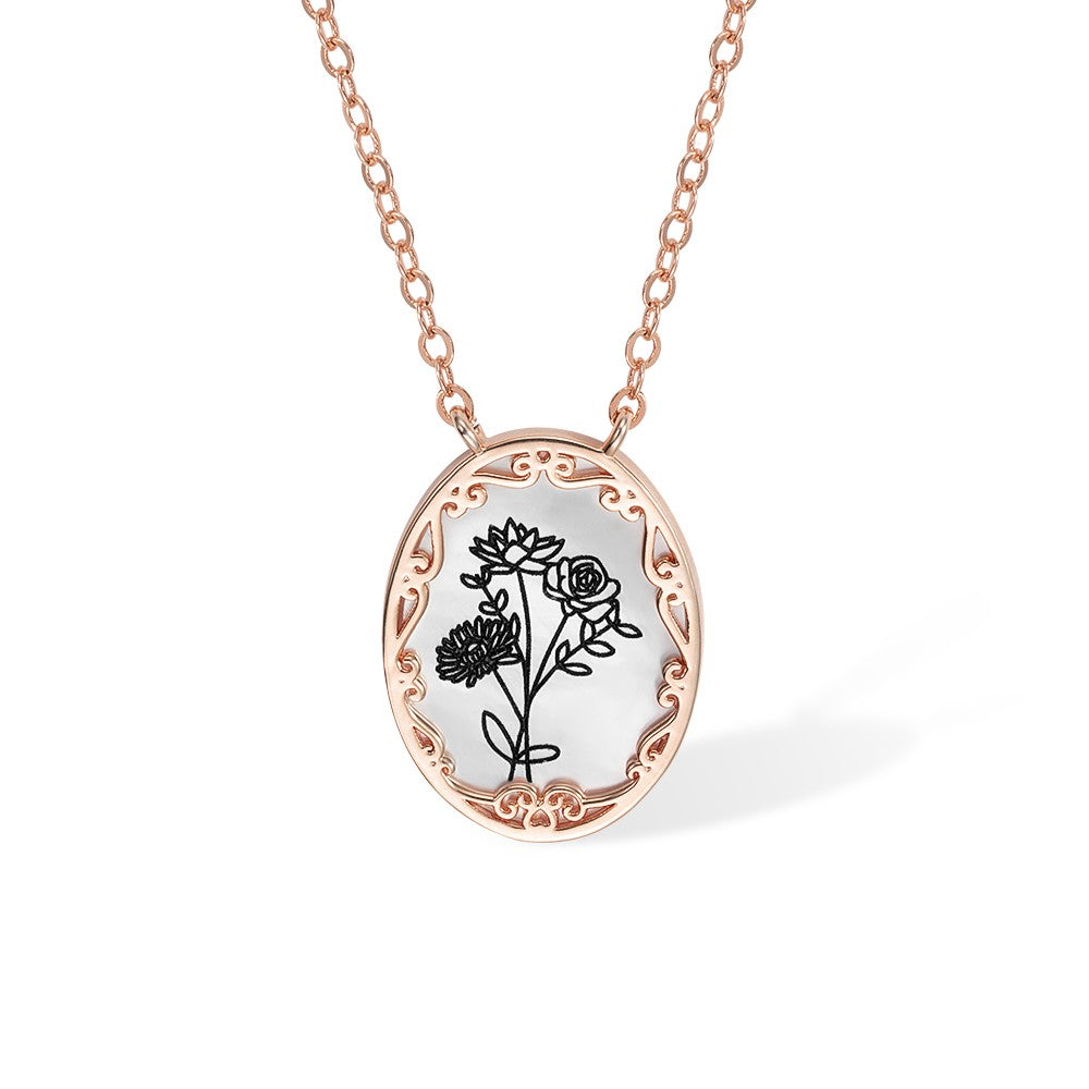 Collana con ciondolo a forma di bouquet di fiori di nascita personalizzati, collana floreale in argento sterling 925, gioielli da damigella d'onore, regalo di Natale/compleanno per famiglia/amico/amante