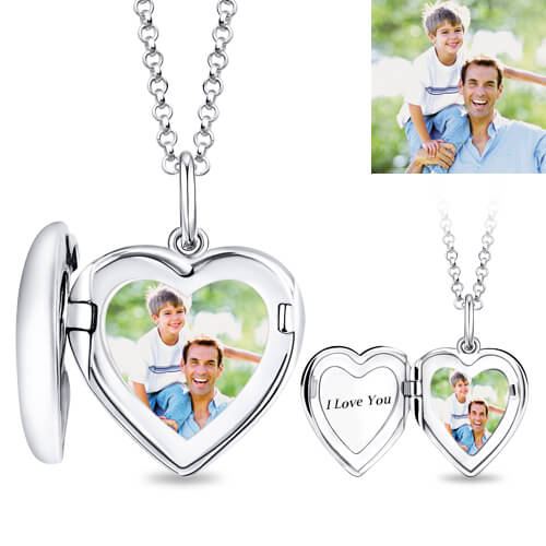 Personalized Heart Photo Locket Engravable Name or Date