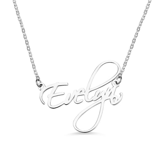 Collana con nome calligrafico personalizzato in argento 