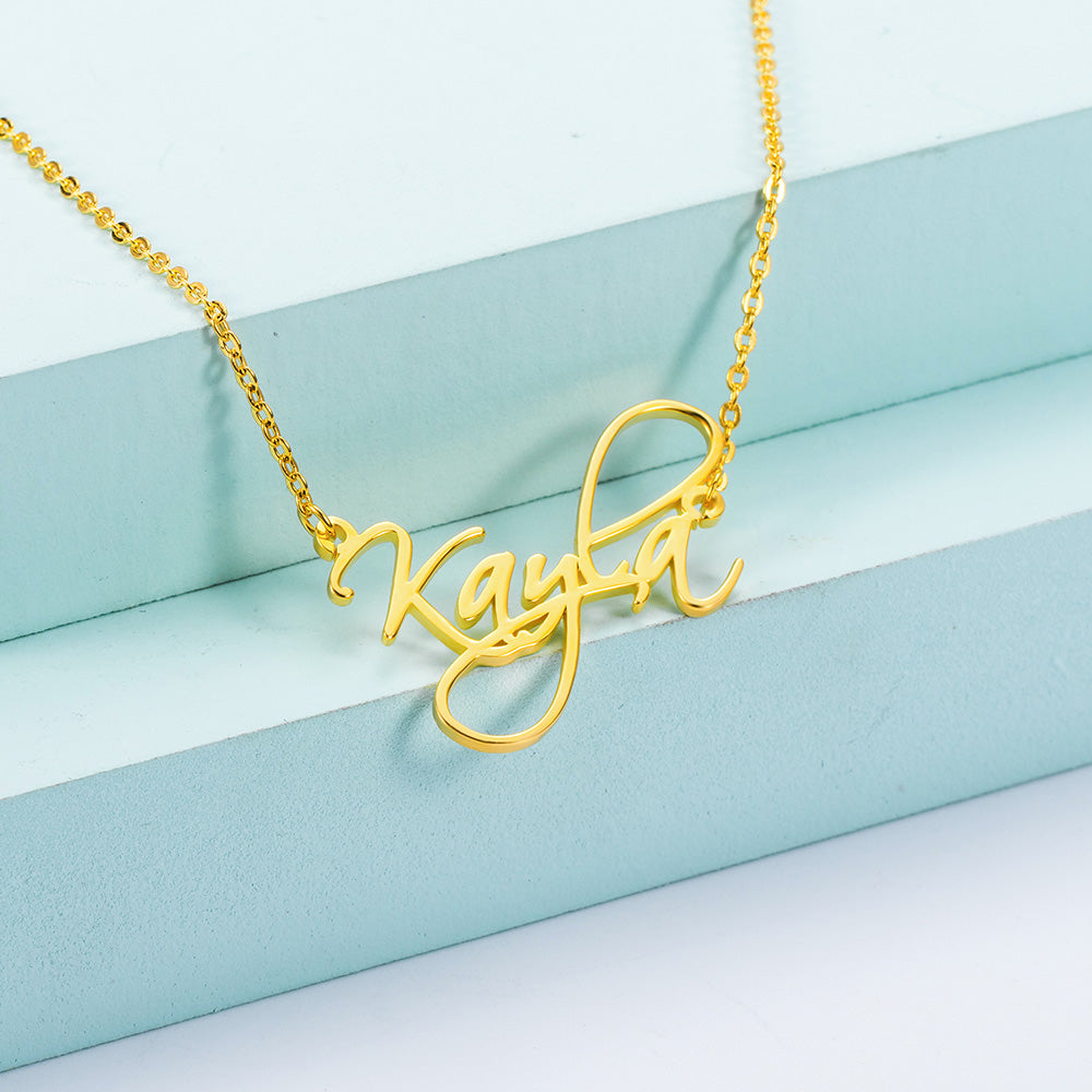 Collana con nome calligrafico personalizzato in argento 