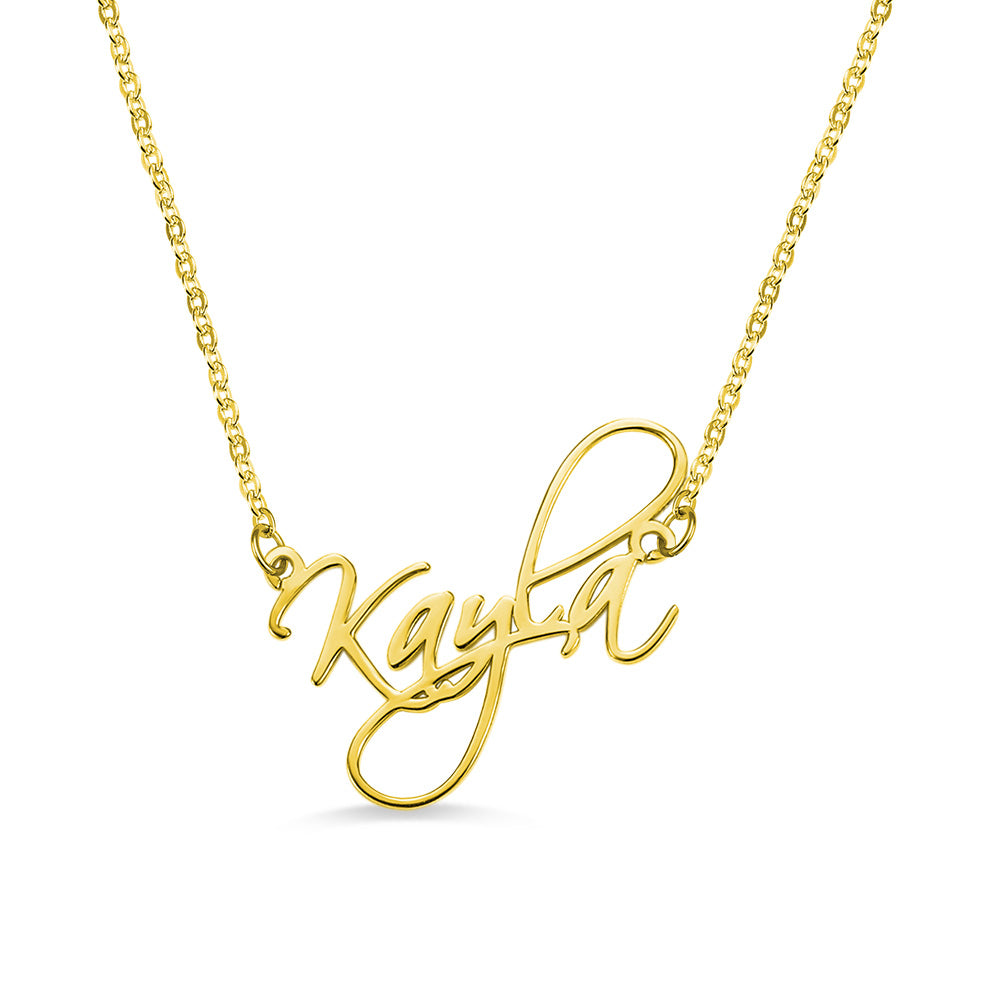 Personalized Calligraphy Name Necklace Silver