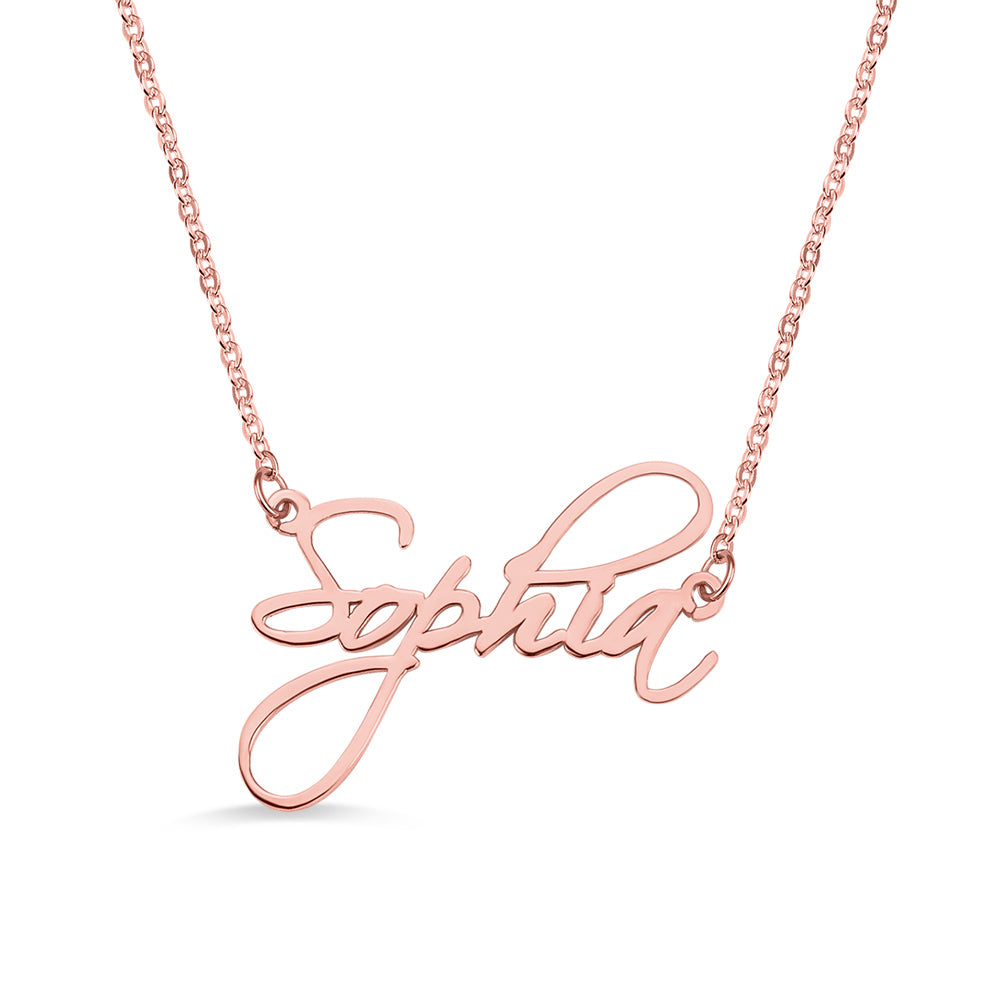 Personalized Calligraphy Name Necklace Silver