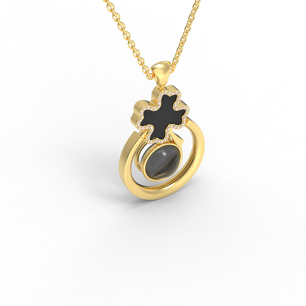 Collana portafortuna a forma di quadrifoglio in argento